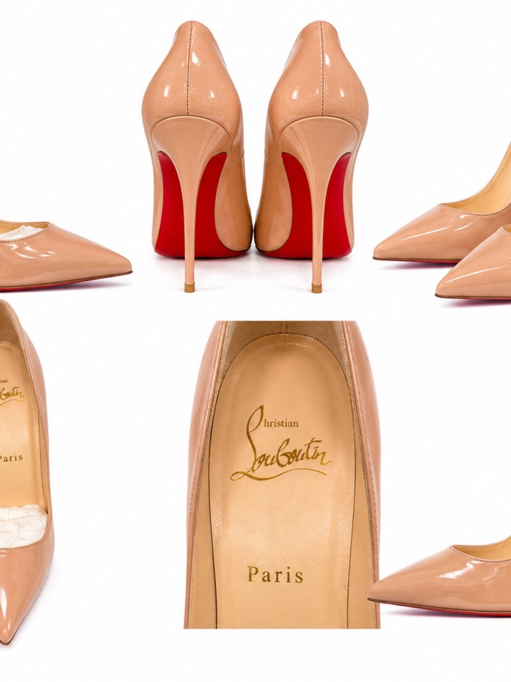 Christian Louboutin So Kate 120 Nude Patent Pumps Heels 37.5 New